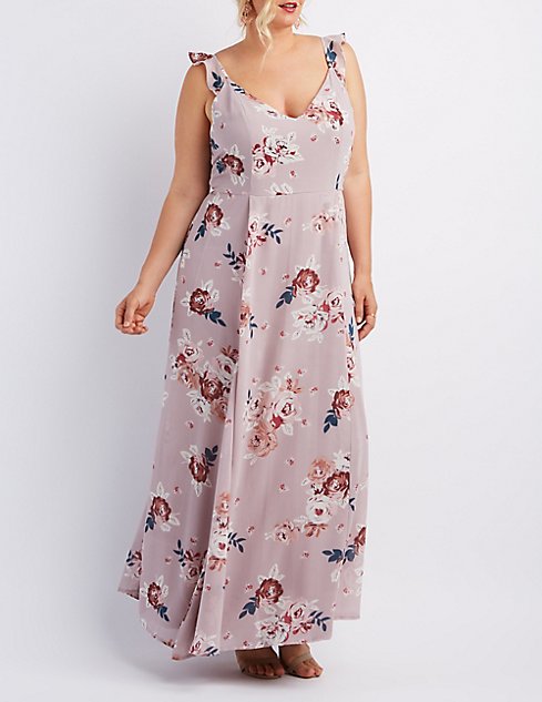 Plus Size Floral Ruffle Strap Maxi Dress | Charlotte Russe