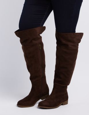 elastic back flat over knee boots