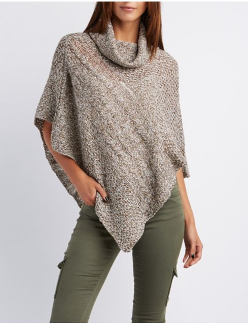 Cable Knit Cowl Neck Poncho | Charlotte Russe
