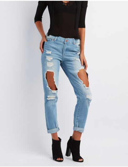 destroyed boyfriend jeans