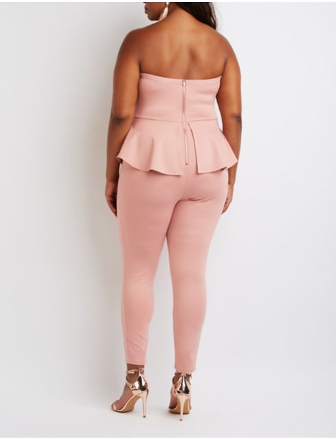 Plus Size Strapless Peplum Jumpsuit Charlotte Russe 2595