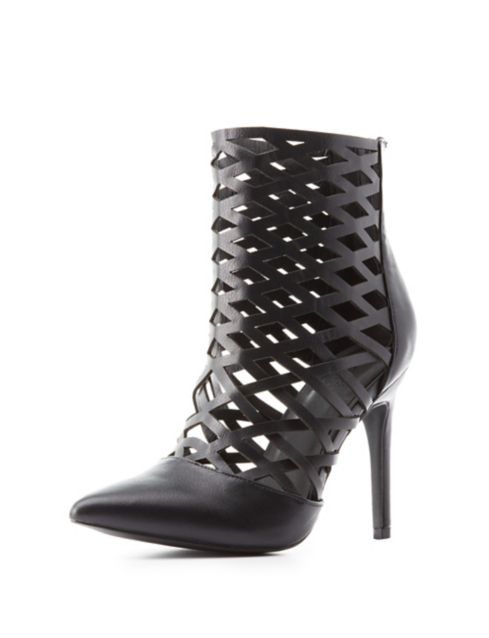 Laser Cut Pointed Toe Booties | Charlotte Russe