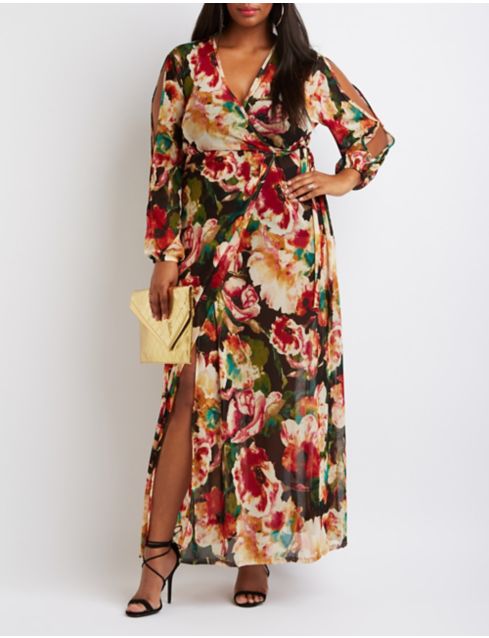 Plus Size Sheer Floral Maxi Dress | Charlotte Russe