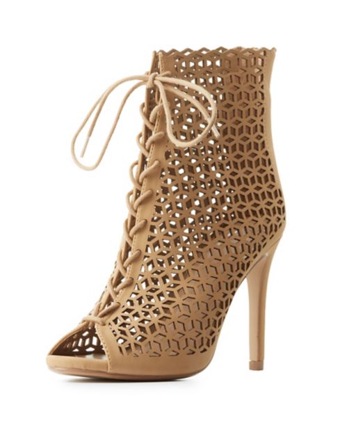 Laser Cut Peep Toe Booties | Charlotte Russe