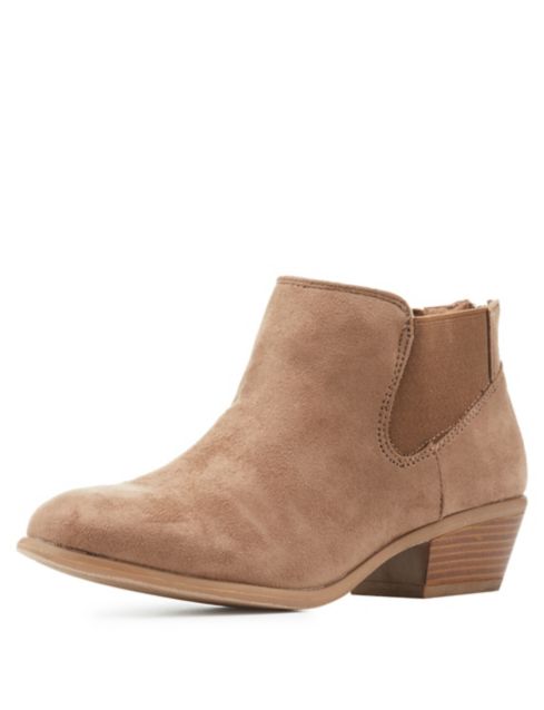 Side Gore Low Heel Booties | Charlotte Russe