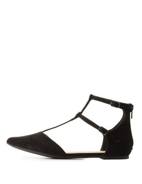 t strap pointed toe flats