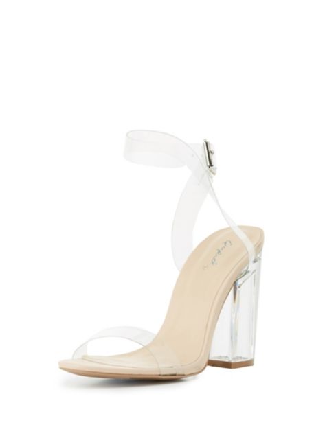 Qupid Clear Strap Lucite Heel Sandals | Charlotte Russe