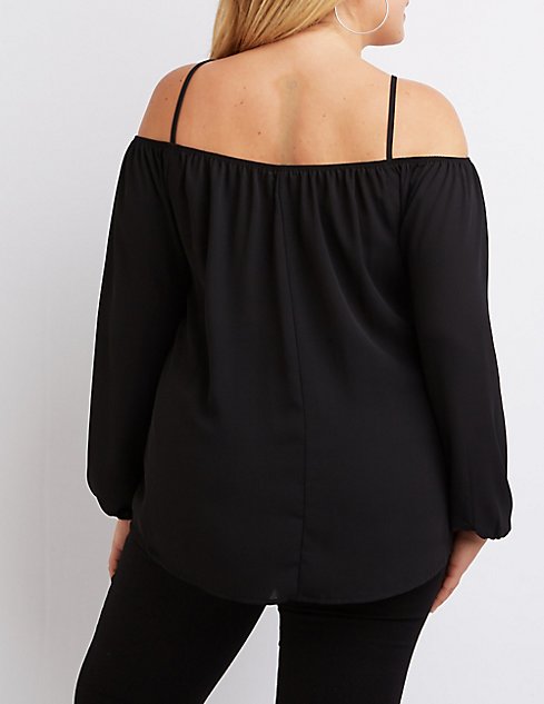 Plus Size Strappy Cold Shoulder Top | Charlotte Russe