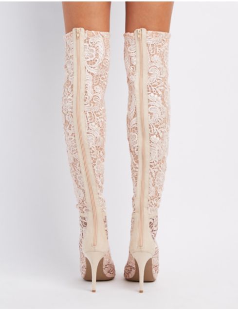 Lace Peep Toe Over-The-Knee Boots | Charlotte Russe