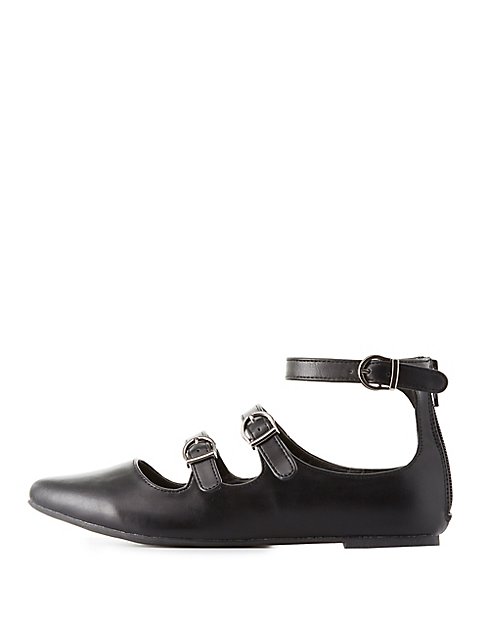 strappy pointed flats