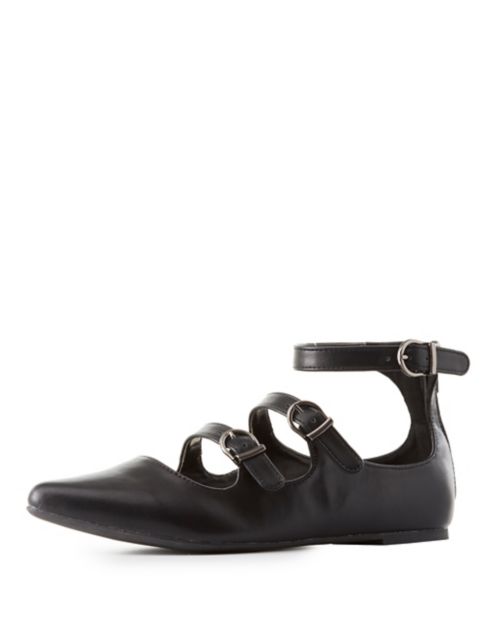 strappy pointed toe flats