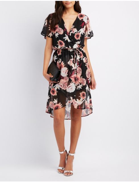 Floral Midi Wrap Dress | Charlotte Russe