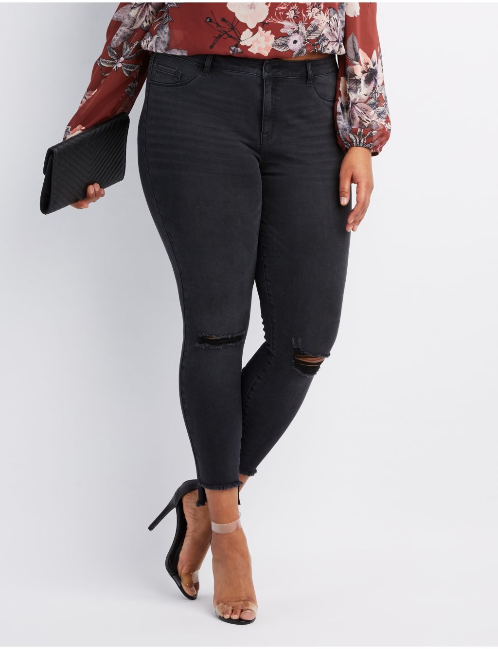 Charlotte Russe Plus Size Refuge Skin Tight Legging Destroyed Jeans
