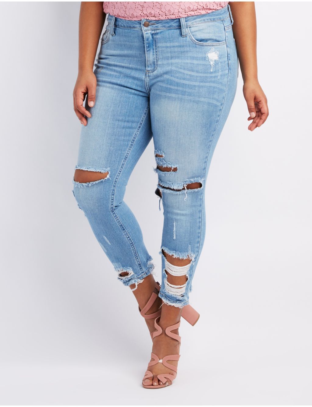 Charlotte Russe Plus Size Cello Destroyed Boyfriend Jeans