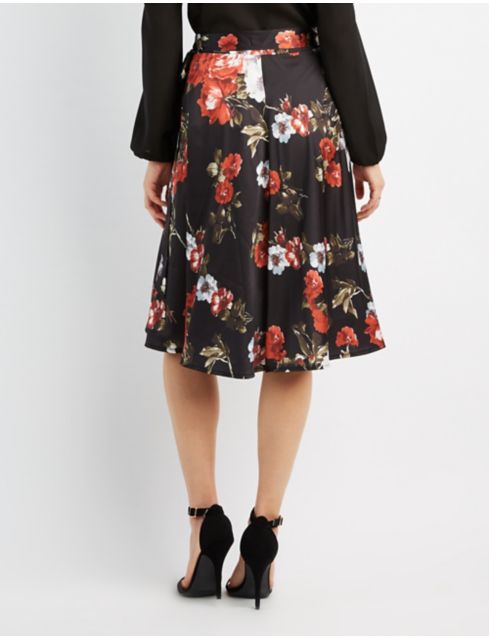 Floral Satin Wrap Skirt | Charlotte Russe