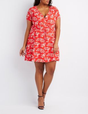 floral wrap skater dress