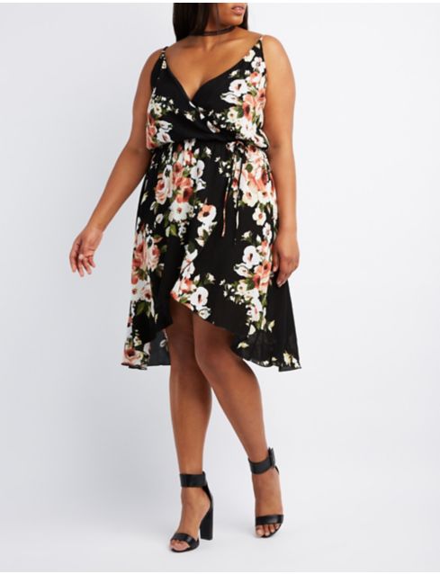 Plus Size Floral Surplice Wrap Dress Charlotte Russe 3990