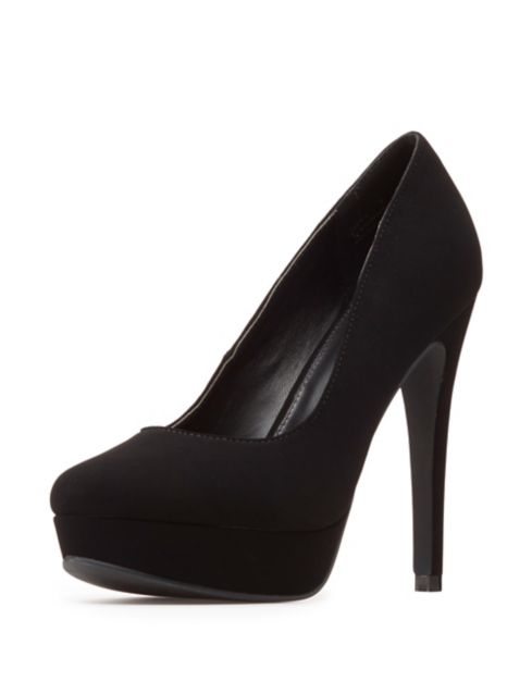 platform round toe pumps