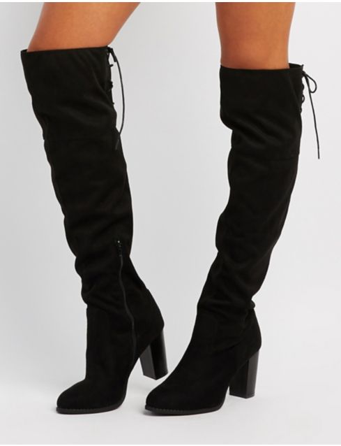 Lace-Up Over-The-Knee Boots | Charlotte Russe