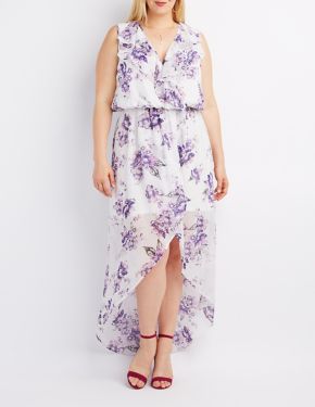 Floral Open-Back Surplice Maxi Dress