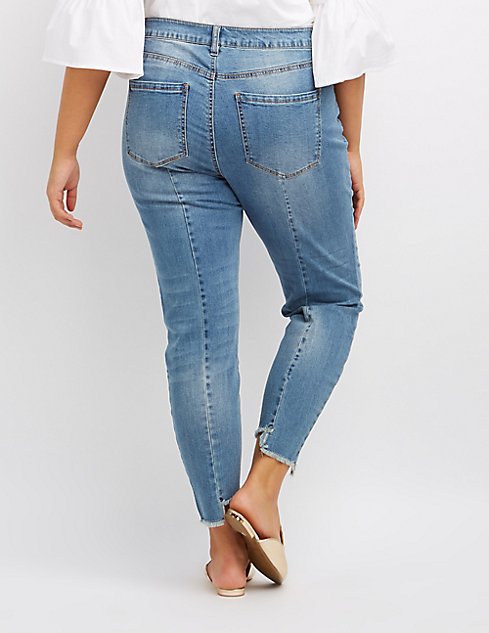 Plus Size Refuge Frayed Hem Skinny Jeans | Charlotte Russe