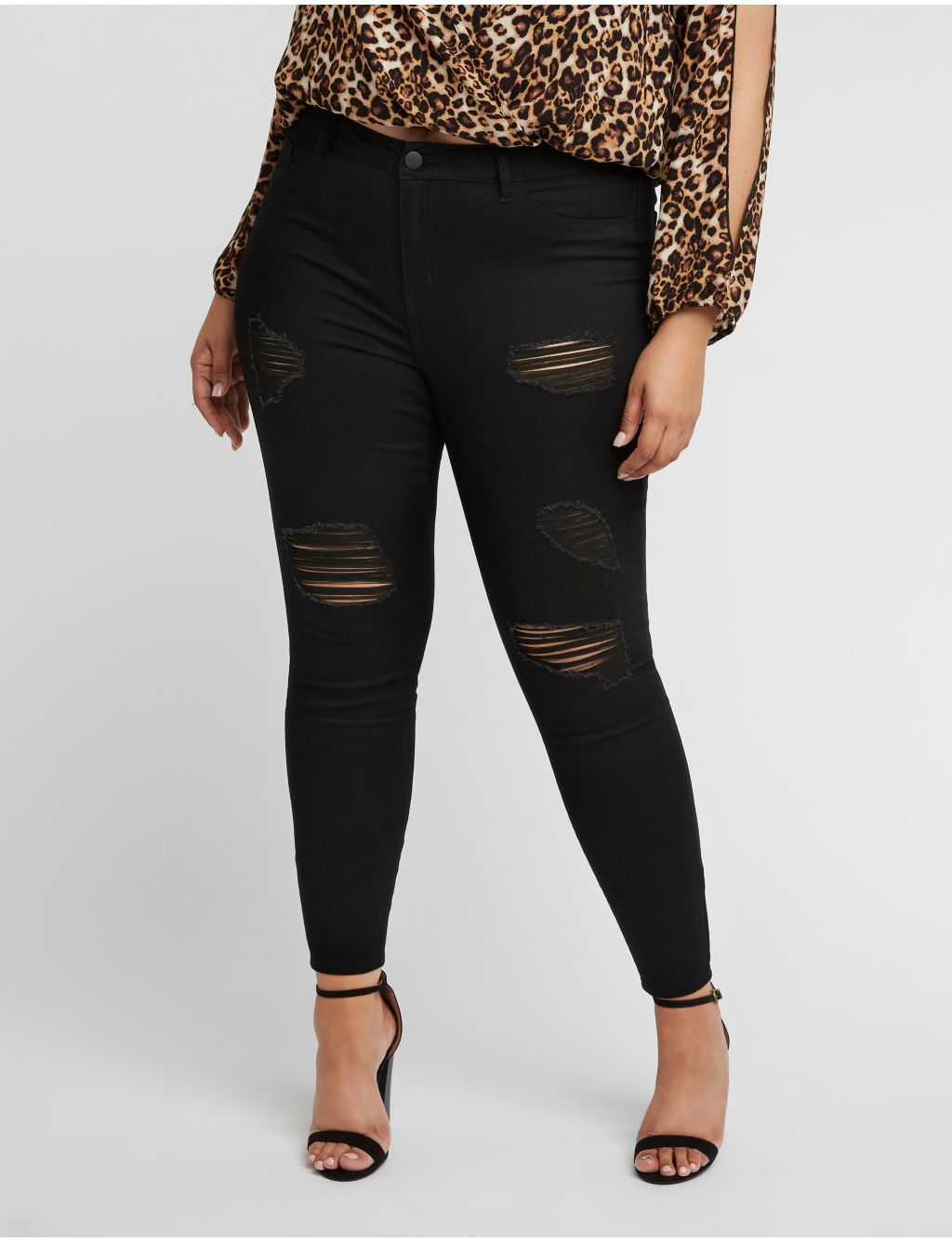 Plus Size Refuge Skin Tight Legging Destroyed Jean