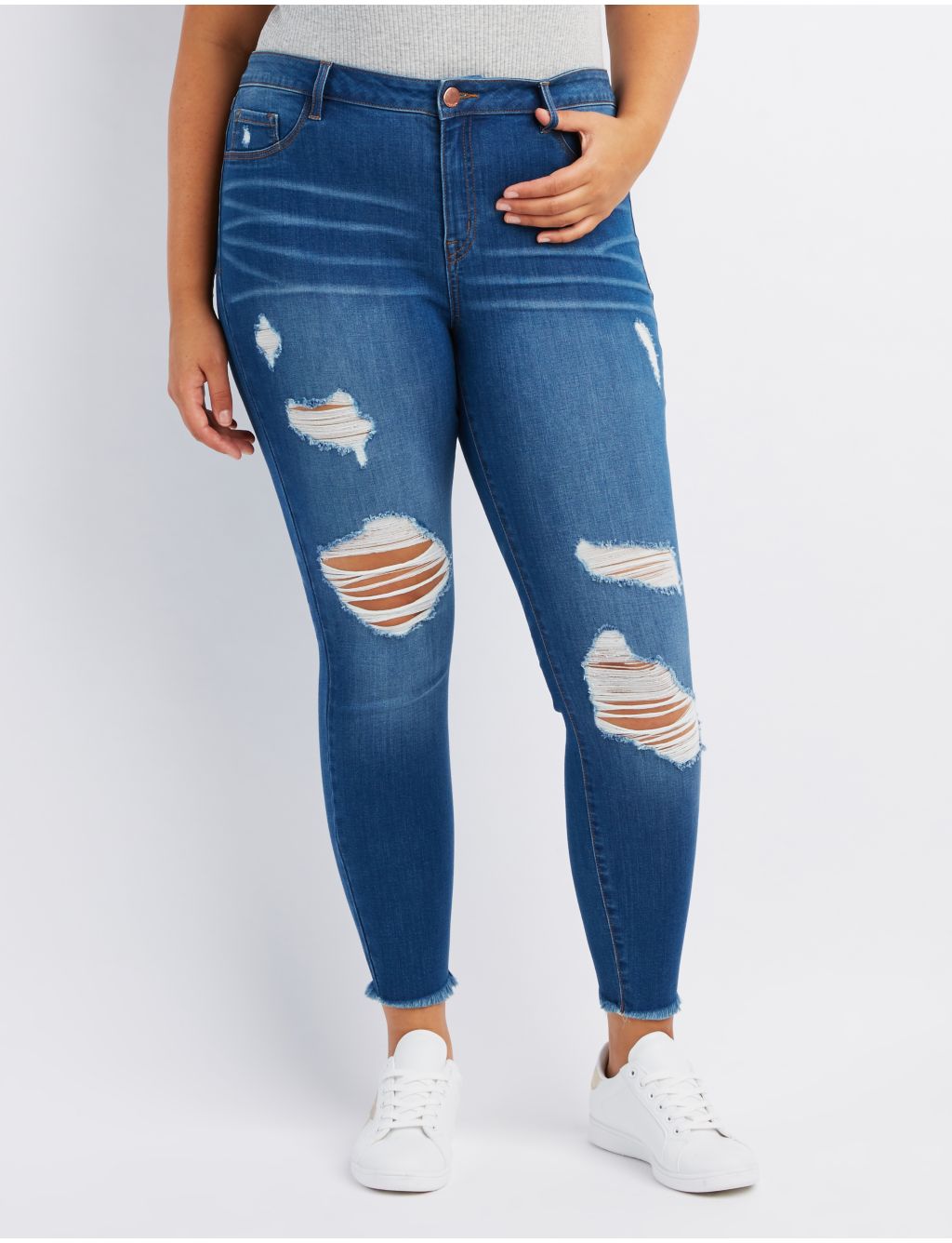 Refuge Skin Tight Legging Destroyed Jeans