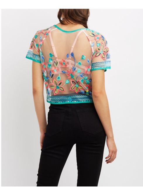 embroidered mesh shirt