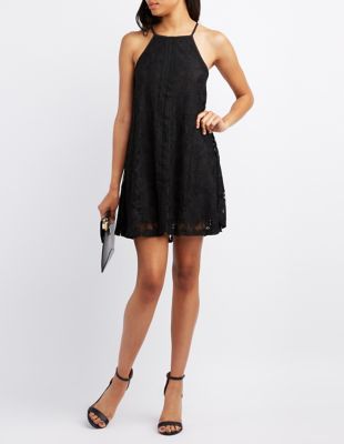 bib neck shift dress