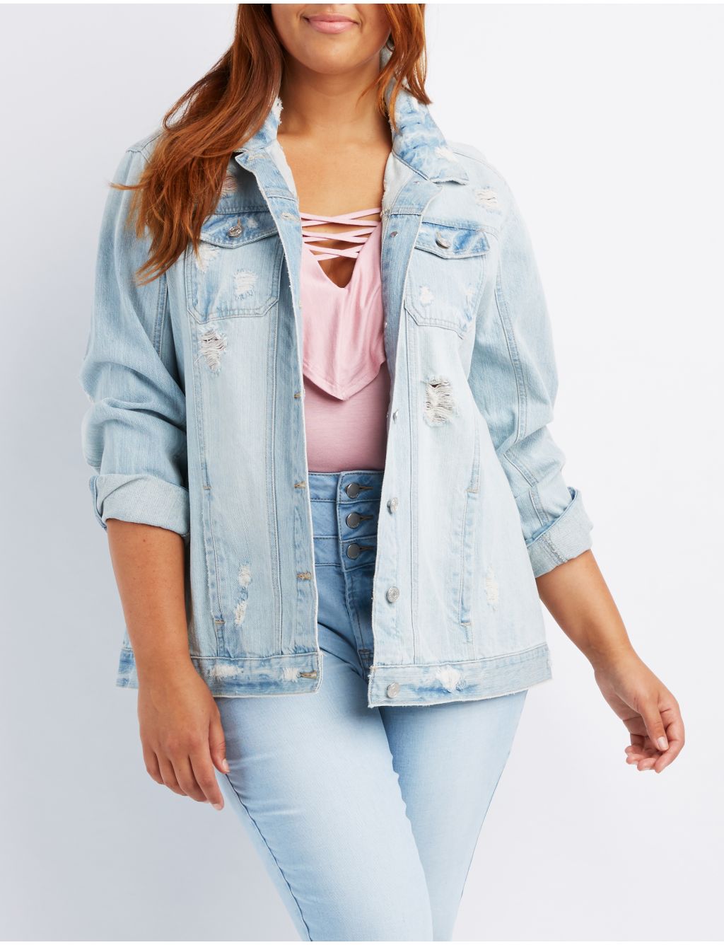 Plus Size Refuge Destroyed Denim Jacket