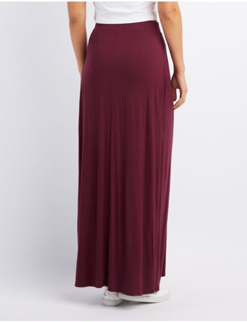 red wrap maxi skirt