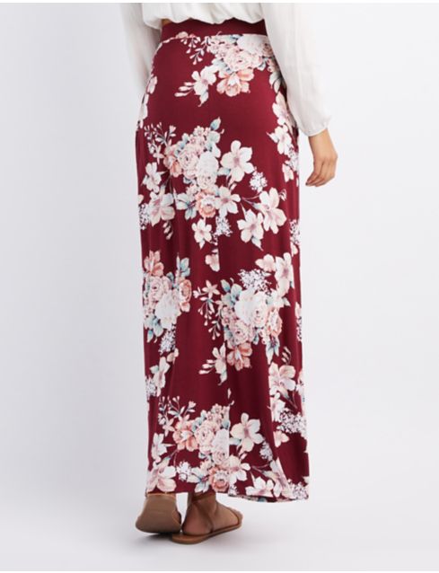 red wrap maxi skirt