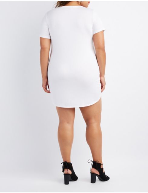  Plus  Size  Graphic  Lace Up T Shirt  Dress  Charlotte Russe