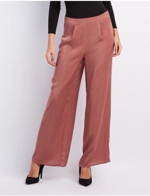 satin wide leg trousers