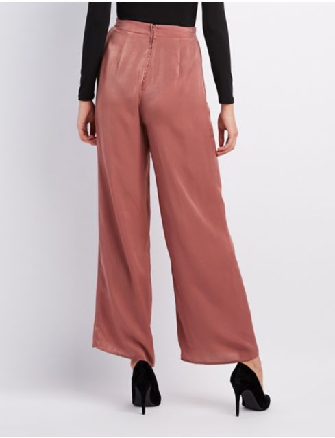 satin wide leg trousers