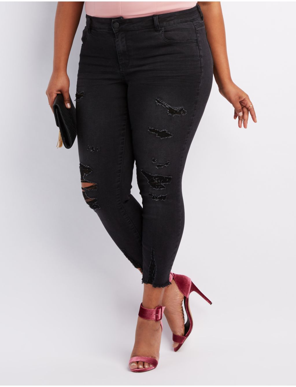Plus Size Destroyed Skinny Jeans