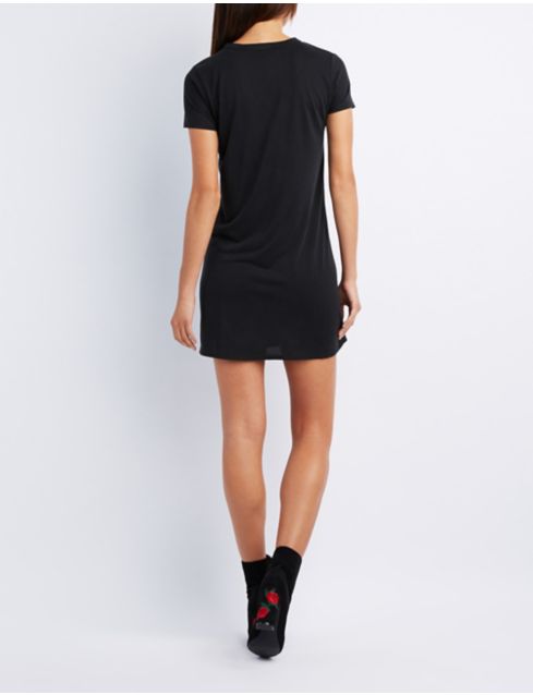 choker neck t shirt dress