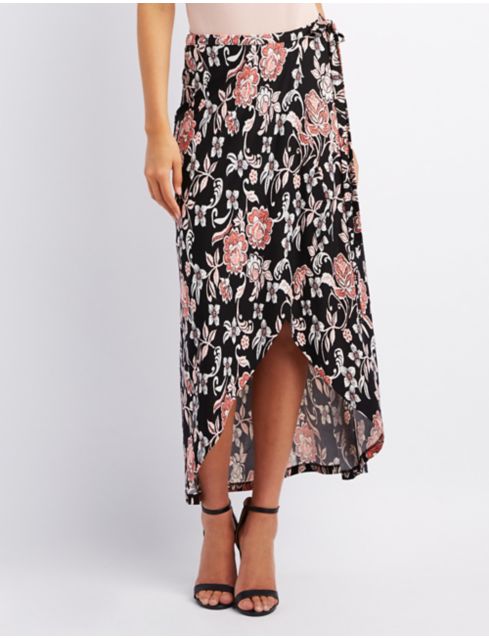 Floral Wrap Maxi Skirt | Charlotte Russe