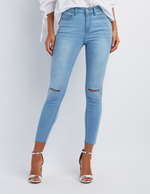 Slit Knee Skinny Jeans | Charlotte Russe