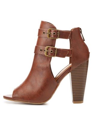 bamboo peep toe booties