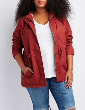 Plus Size Hooded Anorak Jacket