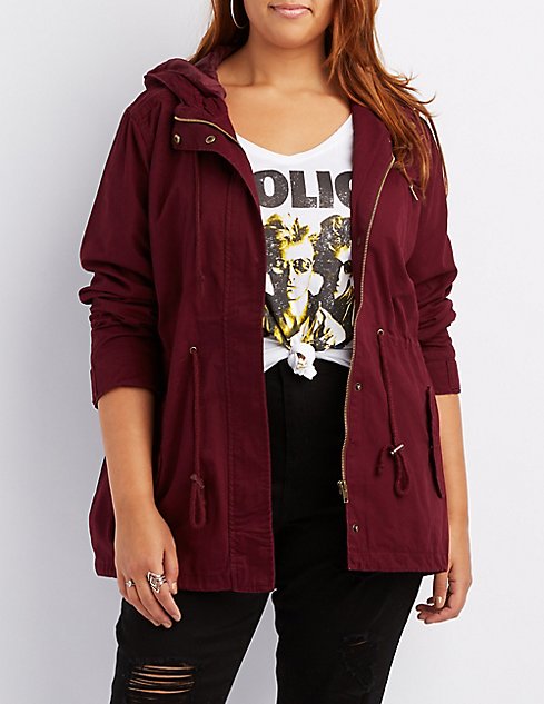 Plus Size Hooded Anorak Jacket | Charlotte Russe