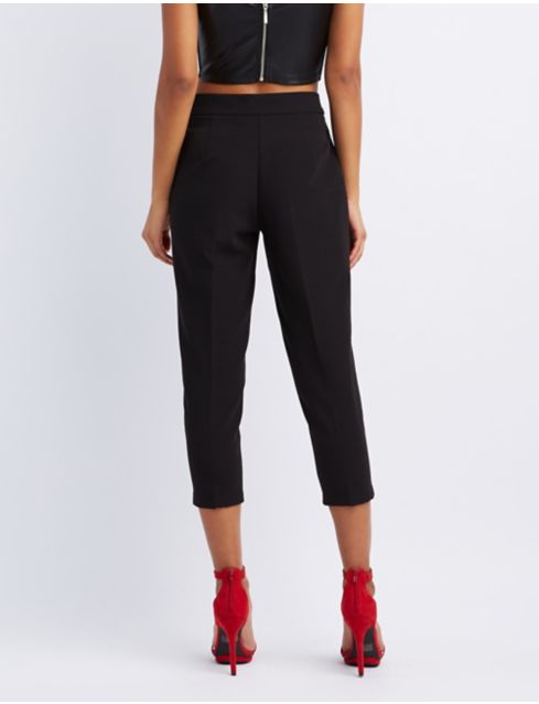 high waisted printed trousers