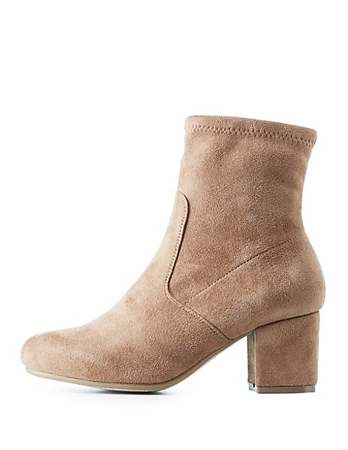Block Heel Sock Booties | Charlotte Russe