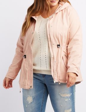 Plus Size Hooded Anorak Jacket