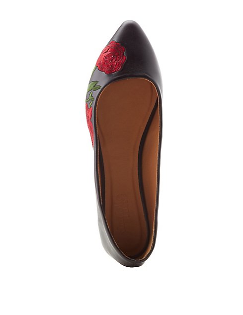 Embroidered Pointed Toe Flats | Charlotte Russe