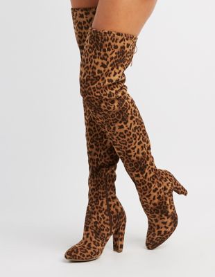 tie back over knee block heeled boots