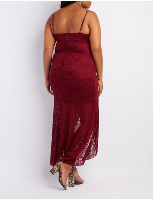 Plus Size Lace High-Low Maxi Dress | Charlotte Russe