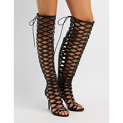 Caged Over-The-Knee Boots | Charlotte Russe