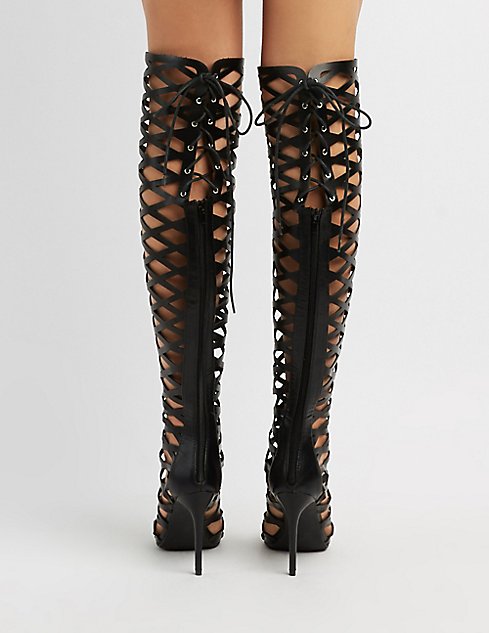 Caged Over-The-Knee Boots | Charlotte Russe